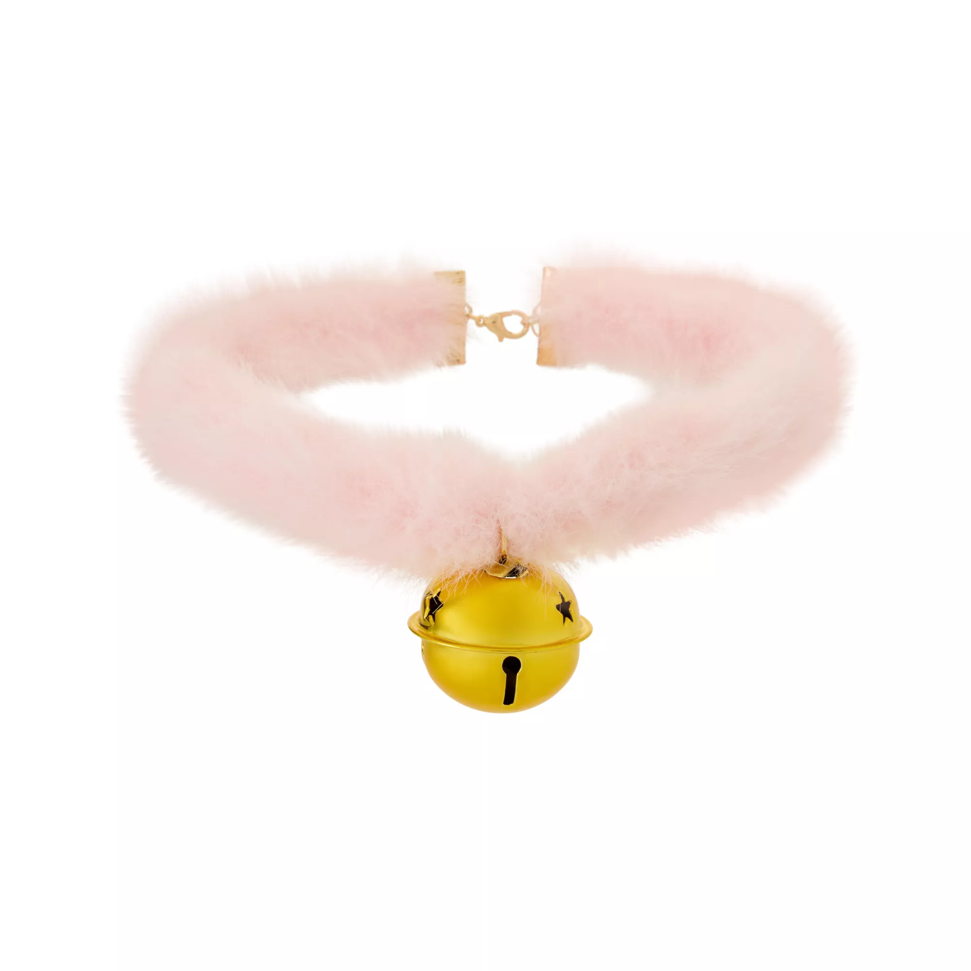 Pink Bell Furry Choker Necklace at Spencer's