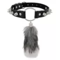 Furry Tail Spiked Faux Leather Choker Necklace at Spencer's