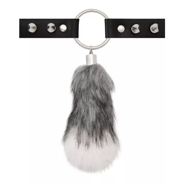 Furry Tail Spiked Faux Leather Choker Necklace at Spencer's