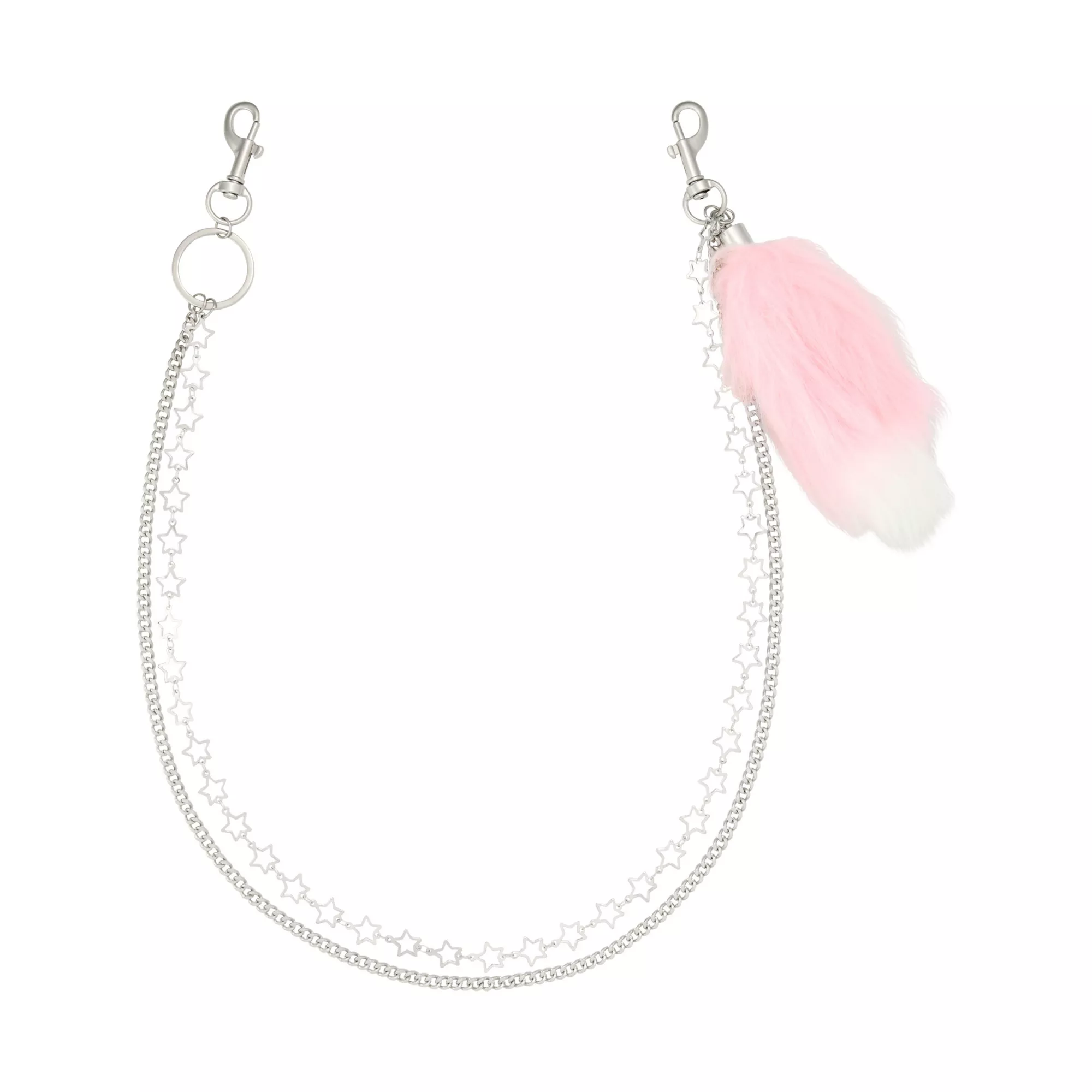 2 Row White Furry Tail Wallet Chain at Spencer's