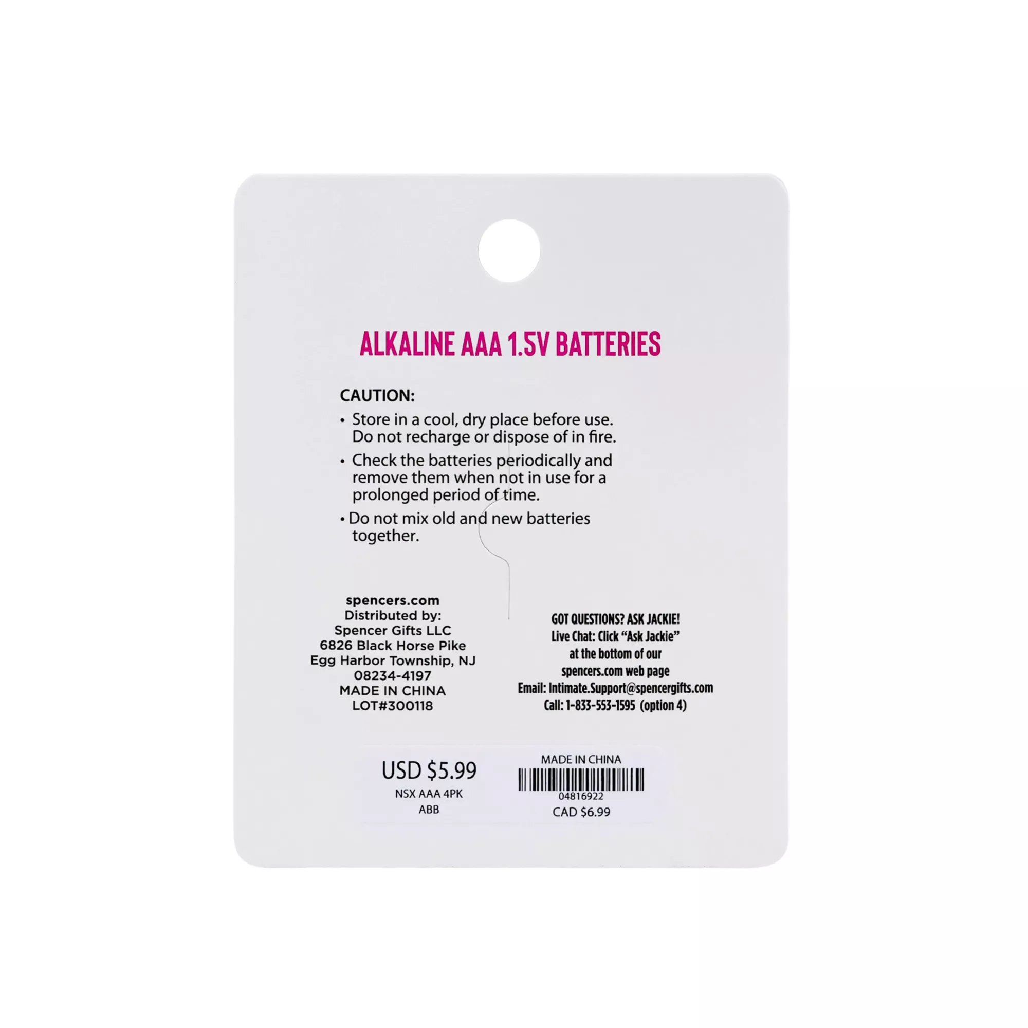 AAA Batteries 4 Pack - Sexology at Spencer's