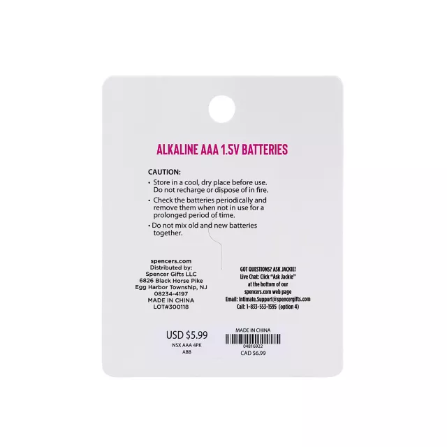 AAA Batteries 4 Pack - Sexology at Spencer's