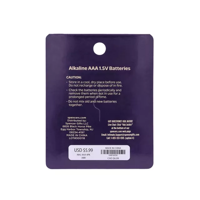 AAA Batteries 4 Pack - Hott Love at Spencer's