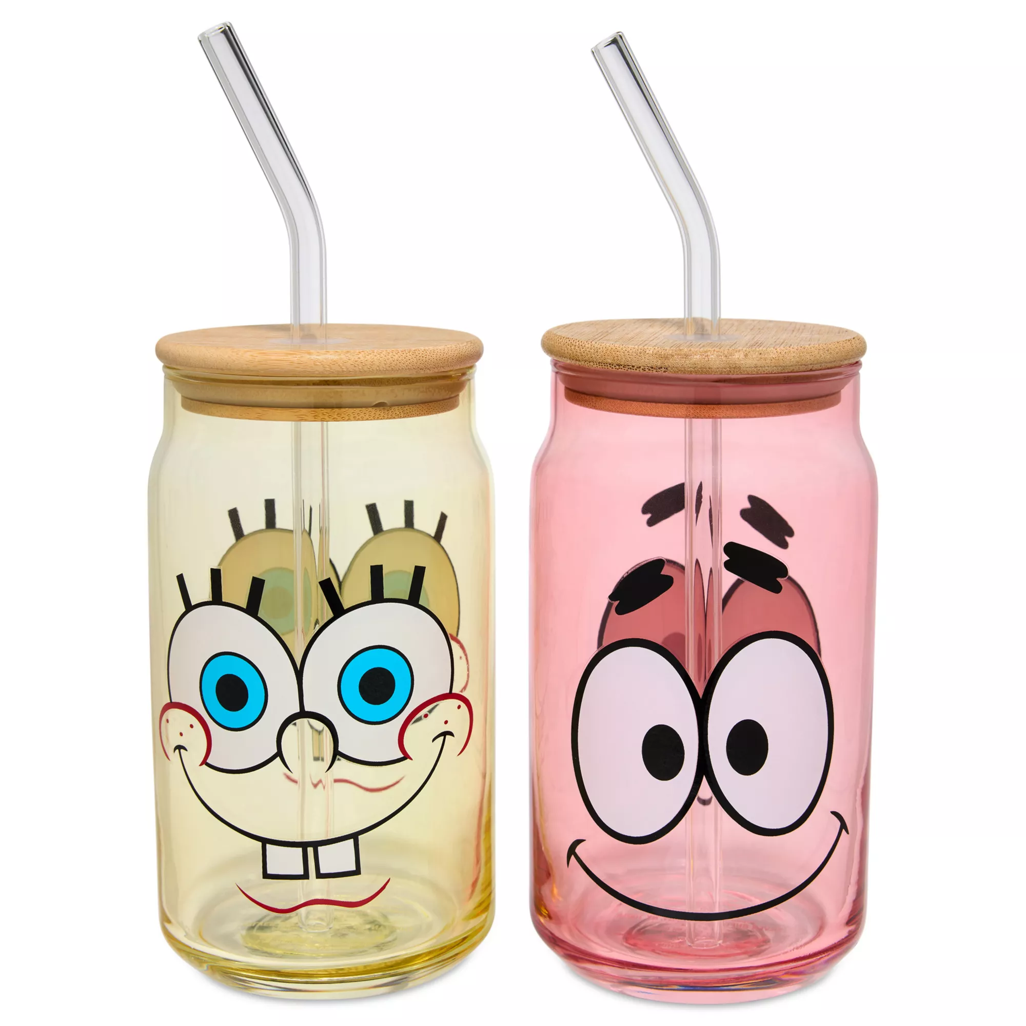 SpongeBob and Patrick Glass Cup with Straw Set 16 oz. - 2 Pack at Spencer's