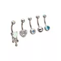 Multi-Pack CZ Heart Drip Titanium Dangle Belly Rings 5 Pack - 14 Gauge at Spencer's