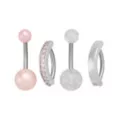 Multi-Pack Pink CZ Glitter Titanium Belly Rings 4 Pack - 14 Gauge at Spencer's