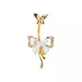 CZ Butterfly Bow Gold-Tone Titanium Dangle Belly Ring - 14 Gauge at Spencer's