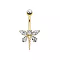 CZ Dragonfly Gold-Tone Titanium Belly Ring - 14 Gauge at Spencer's