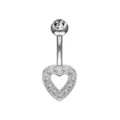 CZ Heart Pendant Titanium Belly Ring - 14 Gauge at Spencer's