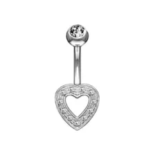 CZ Heart Pendant Titanium Belly Ring - 14 Gauge at Spencer's