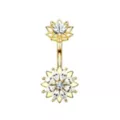CZ Flower Gold-Tone Titanium Belly Ring - 14 Gauge at Spencer's