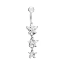 CZ Triple Star Titanium Dangle Belly Ring - 14 Gauge at Spencer's