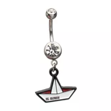 It Clear CZ S.S. Georgie Boat Silver-Plated Titanium Dangle Belly Ring - 14 Gauge at Spencer's