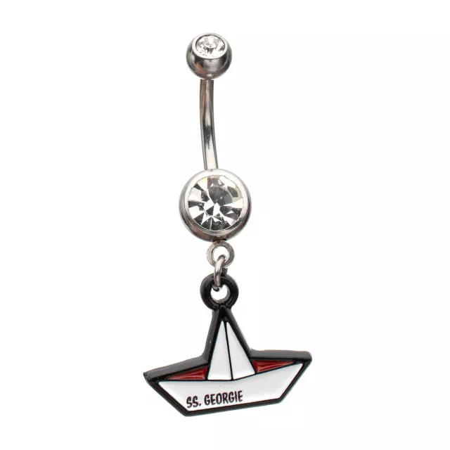 It Clear CZ S.S. Georgie Boat Silver-Plated Titanium Dangle Belly Ring - 14 Gauge at Spencer's