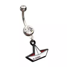 It Clear CZ S.S. Georgie Boat Silver-Plated Titanium Dangle Belly Ring - 14 Gauge at Spencer's