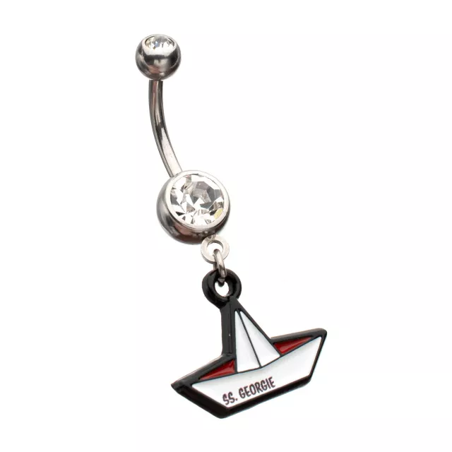It Clear CZ S.S. Georgie Boat Silver-Plated Titanium Dangle Belly Ring - 14 Gauge at Spencer's