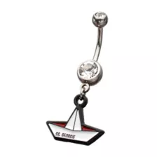 It Clear CZ S.S. Georgie Boat Silver-Plated Titanium Dangle Belly Ring - 14 Gauge at Spencer's