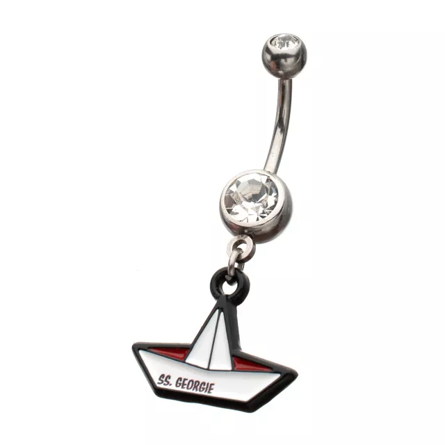 It Clear CZ S.S. Georgie Boat Silver-Plated Titanium Dangle Belly Ring - 14 Gauge at Spencer's