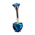 Blue CZ Heart Belly Ring - 14 Gauge at Spencer's