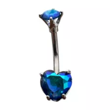 Blue CZ Heart Belly Ring - 14 Gauge at Spencer's