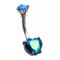 Blue CZ Heart Belly Ring - 14 Gauge at Spencer's
