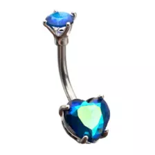 Blue CZ Heart Belly Ring - 14 Gauge at Spencer's