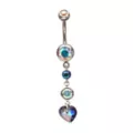 Iridescent CZ Heart Silver-Plated Dangle Belly Ring - 14 Gauge at Spencer's