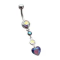 Iridescent CZ Heart Silver-Plated Dangle Belly Ring - 14 Gauge at Spencer's