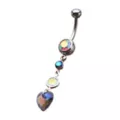 Iridescent CZ Heart Silver-Plated Dangle Belly Ring - 14 Gauge at Spencer's