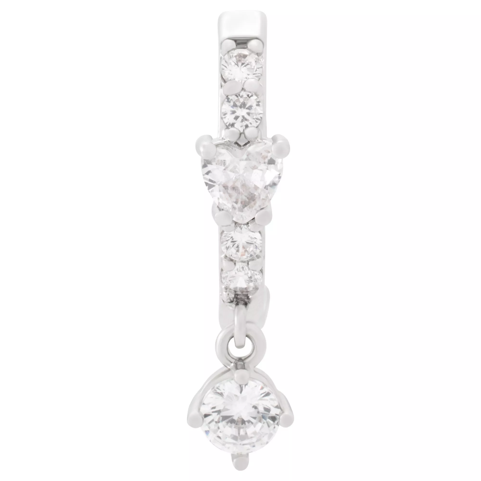 CZ Heart Titanium Dangle Bar Belly Ring - 14 Gauge at Spencer's