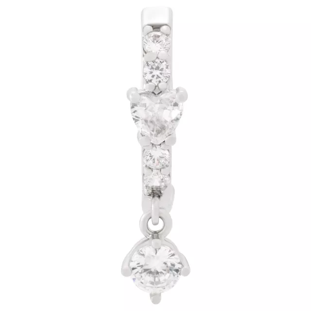 CZ Heart Titanium Dangle Bar Belly Ring - 14 Gauge at Spencer's