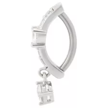 CZ Heart Titanium Dangle Bar Belly Ring - 14 Gauge at Spencer's