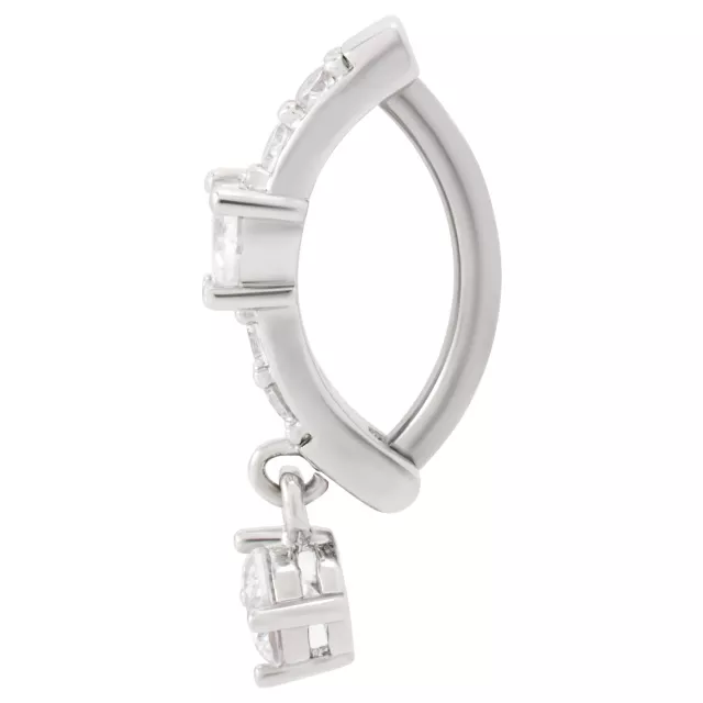 CZ Heart Titanium Dangle Bar Belly Ring - 14 Gauge at Spencer's