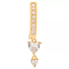 CZ Heart Gold-Plated Titanium Dangle Bar Belly Ring - 14 Gauge at Spencer's