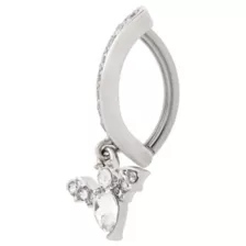CZ Bat Titanium Dangle Bar Belly Ring - 14 Gauge at Spencer's