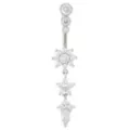 CZ Flowers Charm Titanium Dangle Belly Ring - 14 Gauge at Spencer's