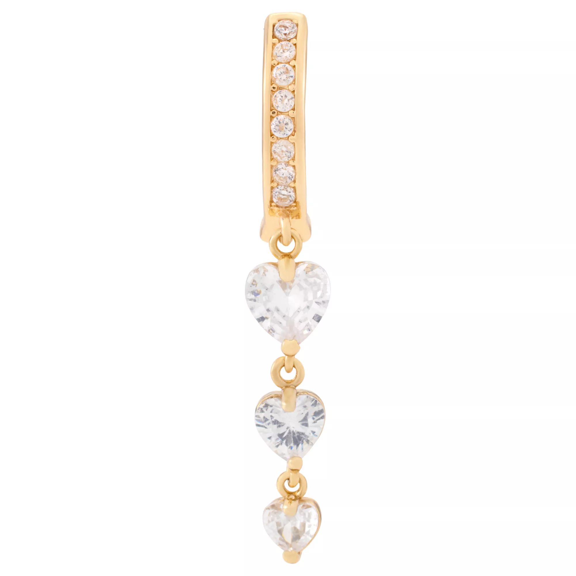 CZ Triple Heart Titanium Dangle Bar Belly Ring - 14 Gauge at Spencer's