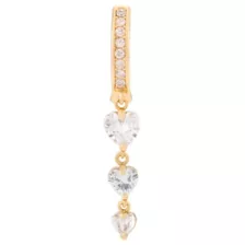 CZ Triple Heart Titanium Dangle Bar Belly Ring - 14 Gauge at Spencer's