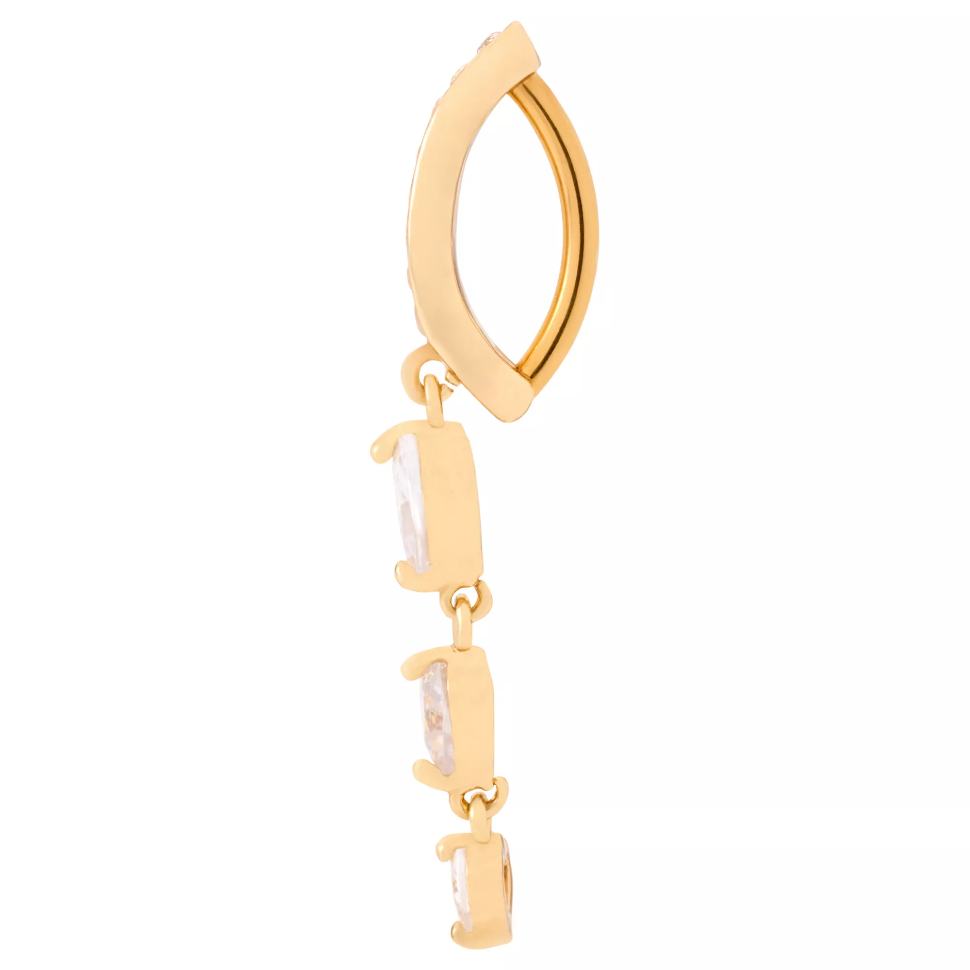 CZ Triple Heart Titanium Dangle Bar Belly Ring - 14 Gauge at Spencer's