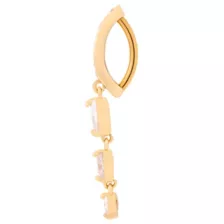 CZ Triple Heart Titanium Dangle Bar Belly Ring - 14 Gauge at Spencer's