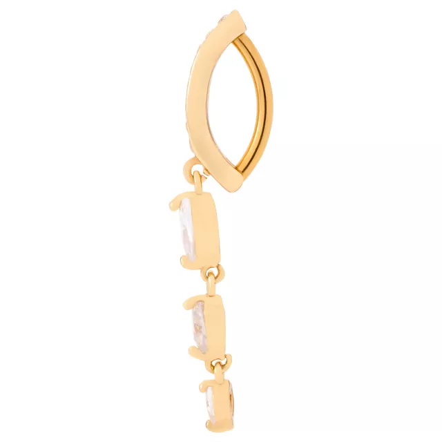 CZ Triple Heart Titanium Dangle Bar Belly Ring - 14 Gauge at Spencer's