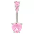 Pink CZ Heart Cluster Titanium Belly Ring - 14 Gauge at Spencer's