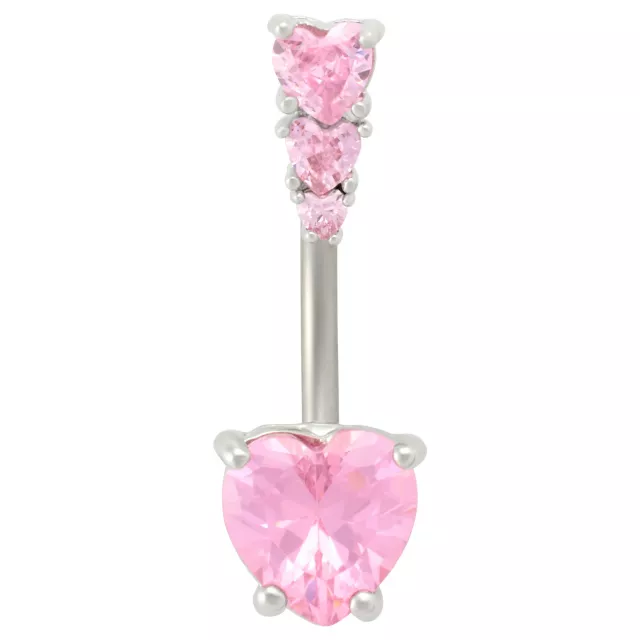 Pink CZ Heart Cluster Titanium Belly Ring - 14 Gauge at Spencer's