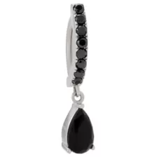 Black CZ Tear Drop Silver-Plated Titanium Hinged Bar Dangle Belly Ring - 14 Gauge at Spencer's