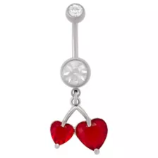 Red CZ Cherry Titanium Dangle Belly Ring - 14 Gauge at Spencer's