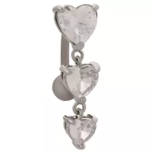 CZ Heart Stack Titanium Dangle Belly Ring - 14 Gauge at Spencer's