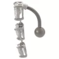 CZ Heart Stack Titanium Dangle Belly Ring - 14 Gauge at Spencer's