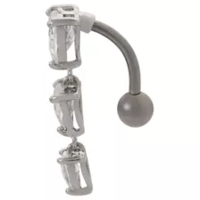 CZ Heart Stack Titanium Dangle Belly Ring - 14 Gauge at Spencer's
