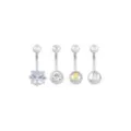 Multi-Pack CZ Aurora Borealis-Effect Square Titanium Belly Rings 4 Pack - 14 Gauge at Spencer's