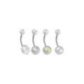 Multi-Pack CZ Aurora Borealis-Effect Square Titanium Belly Rings 4 Pack - 14 Gauge at Spencer's